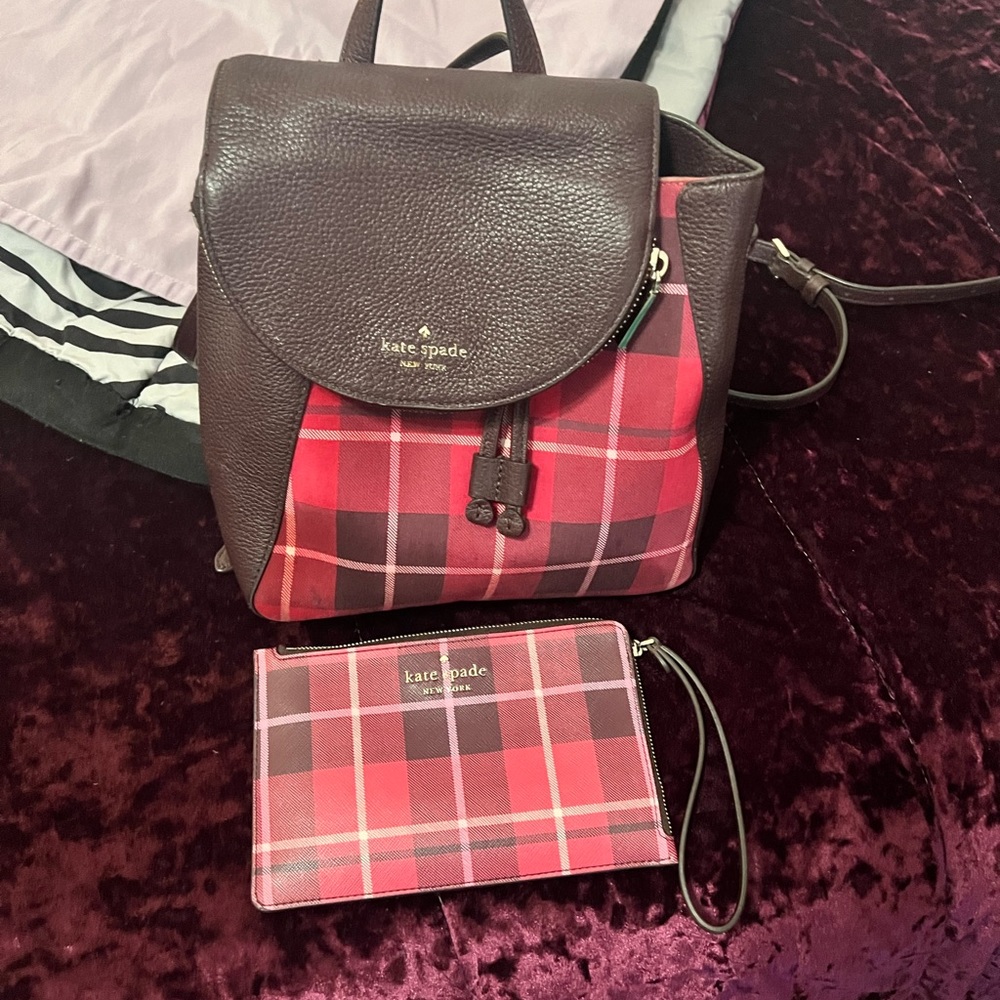 Kate Spade Leila Day Flap Backpack & large Pouch Wallet